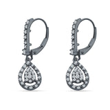 Pear Teardrop Leverback Hoop Earring Cubic Zirconia 925 Sterling Silver