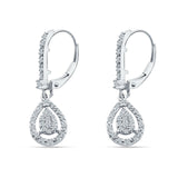 Pear Teardrop Leverback Hoop Earring Cubic Zirconia 925 Sterling Silver