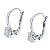Cushion Round Halo Leverback Hoop Earring Cubic Zirconia 925 Sterling Silver