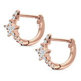 Star Floral Hoop Earring Cubic Zirconia 925 Sterling Silver