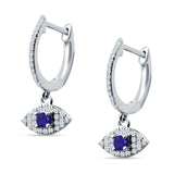 Evil Eye Huggie Hoop Earring Cubic Zirconia 925 Sterling Silver