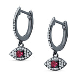 Evil Eye Huggie Hoop Earring Cubic Zirconia 925 Sterling Silver