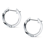 Twisted Tilted Row Huggie Hoop Earring Round Cubic Zirconia 925 Sterling