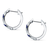 Twisted Tilted Row Huggie Hoop Earring Round Cubic Zirconia 925 Sterling