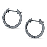 Twisted Tilted Row Huggie Hoop Earring Round Cubic Zirconia 925 Sterling