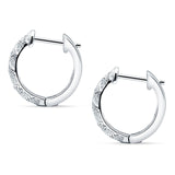 Twisted Tilted Row Huggie Hoop Earring Round Cubic Zirconia 925 Sterling