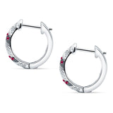 Twisted Tilted Row Huggie Hoop Earring Round Cubic Zirconia 925 Sterling