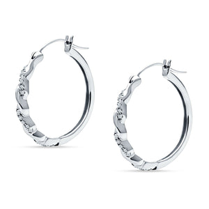 Round Twisted Infinity Hoop Earring Cubic Zirconia Two Tone 925 Sterling Silver