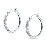 Round Twisted Infinity Hoop Earring Cubic Zirconia Tow Tone 925 Sterling Silver