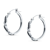 Round Twisted Infinity Hoop Earring Cubic Zirconia Tow Tone 925 Sterling Silver