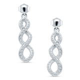 Twisted Infinity Stud Earring Cubic Zirconia 925 Sterling Silver