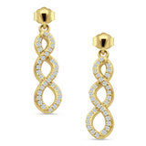 Twisted Infinity Stud Earring Cubic Zirconia 925 Sterling Silver
