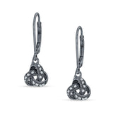 Trinity Knot Drop Dangle Leverback Earring Cubic Zrconia 925 Sterling Silver