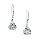 Trinity Knot Drop Dangle Leverback Earring Cubic Zrconia 925 Sterling Silver
