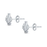 Floral Cluster Stud Earring Cubic Zirconia 925 Sterling Silver