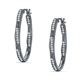 Round Twisted Huggie Hoop Earring Cubic Zirconia 925 Sterling Silver