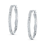 Round Twisted Huggie Hoop Earring Cubic Zirconia 925 Sterling Silver