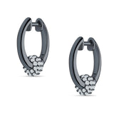 Round Ball Design Hoop Earring Cubic Zirconia 925 Sterling Silver