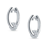 Round Ball Design Hoop Earring Cubic Zirconia 925 Sterling Silver