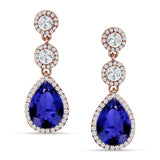 Pear Teardrop Halo Drop Dangle Earring Cubic Zirconia 925 Sterling Silver