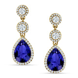 Pear Teardrop Halo Drop Dangle Earring Cubic Zirconia 925 Sterling Silver