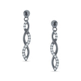 Infinity Twisted Two Tone Stud Earring Cubic Zirconia 925 Sterling Silver