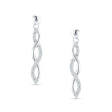 Infinity Twisted Two Tone Stud Earring Cubic Zirconia 925 Sterling Silver