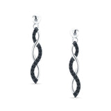 Infinity Twisted Two Tone Stud Earring Cubic Zirconia 925 Sterling Silver