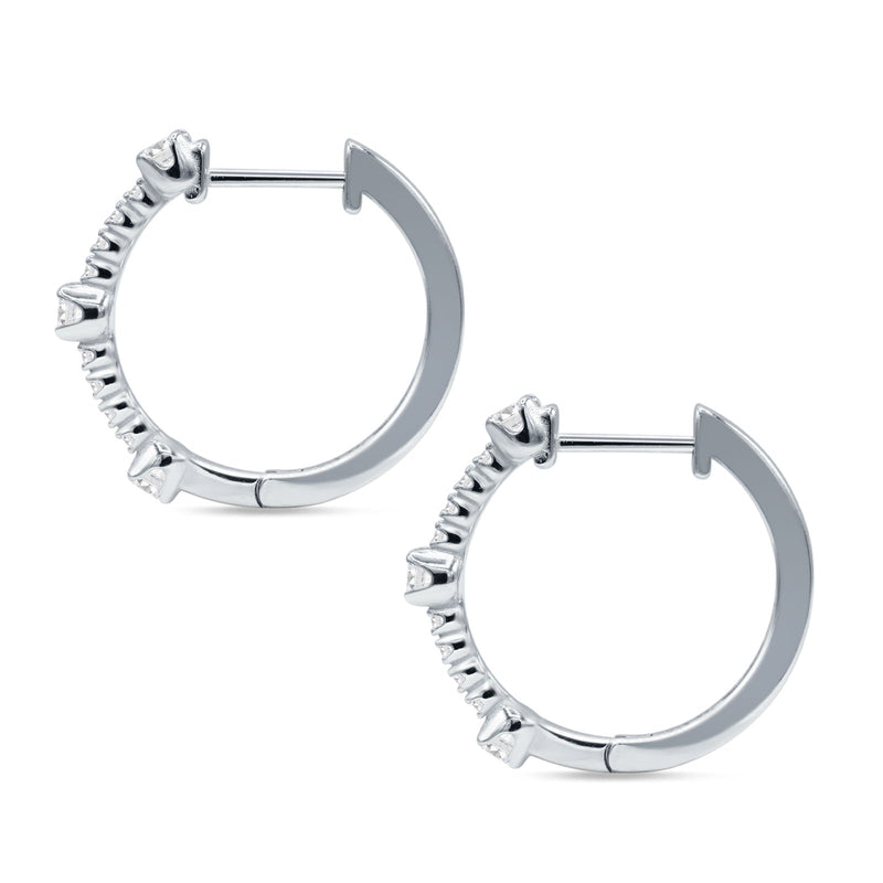 Round Cubic Zirconia Huggie Hoop Earring 925 Sterling Silver