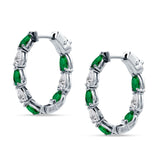 Pear Teardrop Cubic Zirconia Huggie Hoop Earring 925 Sterling Silver