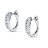 Three Row Oblong Hoop Earring Cubic Zirconia 925 Sterling Silver