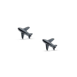 Minimalist Airplane 8.2mm Stud Earring 925 Sterling Silver