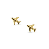 Minimalist Airplane 8.2mm Stud Earring 925 Sterling Silver