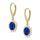 Oval Halo Flower Drop Dangle Leverback Earring Cubic Zirconia 925 Sterling Silver