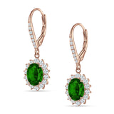 Oval Halo Flower Drop Dangle Leverback Earring Cubic Zirconia 925 Sterling Silver