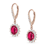 Oval Halo Flower Drop Dangle Leverback Earring Cubic Zirconia 925 Sterling Silver