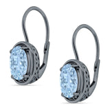 Oval Solitaire Drop Dangle Leverback Earring Cubic Zirconia 925 Sterling Silver