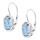 Oval Solitaire Drop Dangle Leverback Earring Cubic Zirconia 925 Sterling Silver