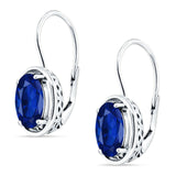 Oval Solitaire Drop Dangle Leverback Earring Cubic Zirconia 925 Sterling Silver