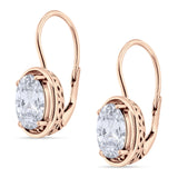 Oval Solitaire Drop Dangle Leverback Earring Cubic Zirconia 925 Sterling Silver