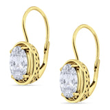 Oval Solitaire Drop Dangle Leverback Earring Cubic Zirconia 925 Sterling Silver