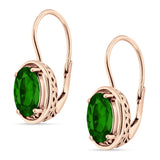 Oval Solitaire Drop Dangle Leverback Earring Cubic Zirconia 925 Sterling Silver