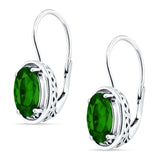 Oval Solitaire Drop Dangle Leverback Earring Cubic Zirconia 925 Sterling Silver