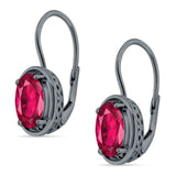 Oval Solitaire Drop Dangle Leverback Earring Cubic Zirconia 925 Sterling Silver