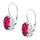 Oval Solitaire Drop Dangle Leverback Earring Cubic Zirconia 925 Sterling Silver
