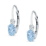 Oval Drop Dangle Charm Leverback Earring Cubic Zirconia 925 Sterling Silver