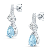 Pear Teardrop Twisted Infinity Stud Earring Cubic Zirconia 925 Sterling Silver