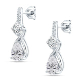 Pear Teardrop Twisted Infinity Stud Earring Cubic Zirconia 925 Sterling Silver