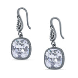 Cushion Drop Dangle Pear Fishhook Earring Cubic Zirconia 925 Sterling Silver