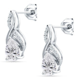 Pear Teardrop Infinity Stud Earring Cubic Zirconia 925 Sterling Silver